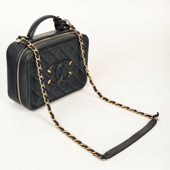 Chanel Filigree Medium Black Caviar Quilted CC Vanity Case - Picture 6 of 16